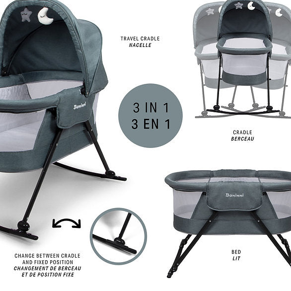 Berço de baloiço 3em1 Adora Green Baninni