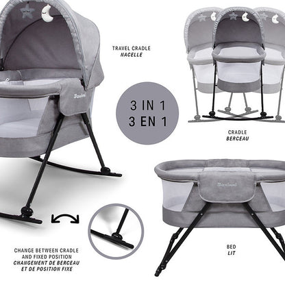 Berço de baloiço 3em1 Adora Gray Baninni