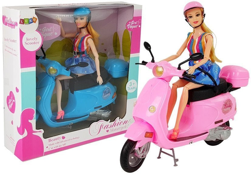 Capacete scooter boneca cabelo comprido rosa