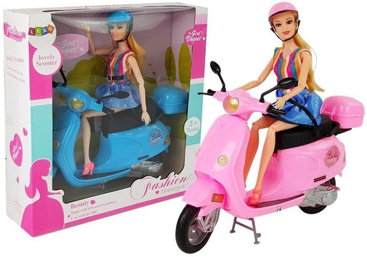 Capacete scooter boneca cabelo comprido rosa