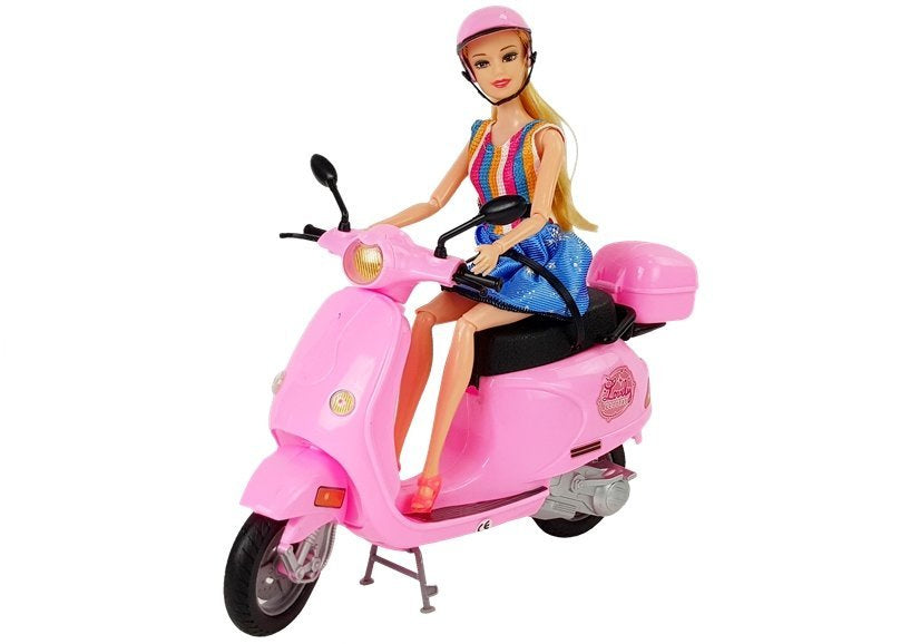Capacete scooter boneca cabelo comprido rosa