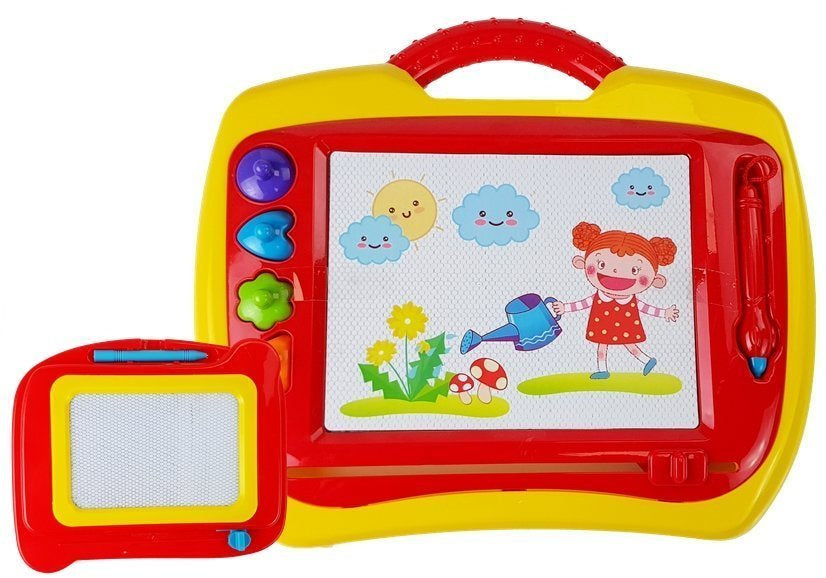 Quadro magnético com carimbos azul e amarelo 2 em 1