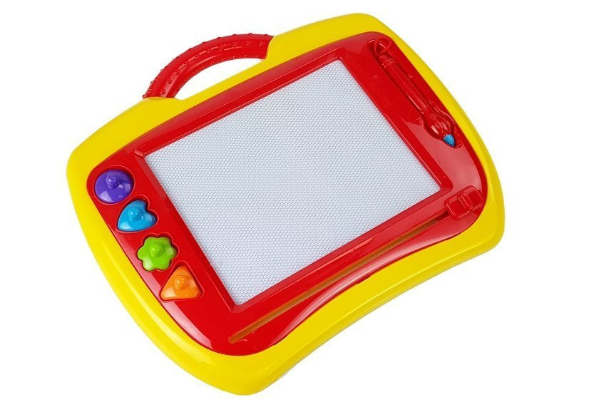 Quadro magnético com carimbos azul e amarelo 2 em 1