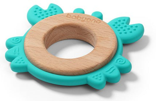 Mordedor de madeira e silicone Baby Ono Crab Menta