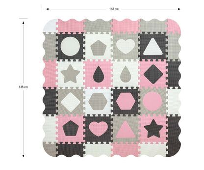 Tapete de espuma Milly Mally Jolly 4x4 Shapes Pink Grey
