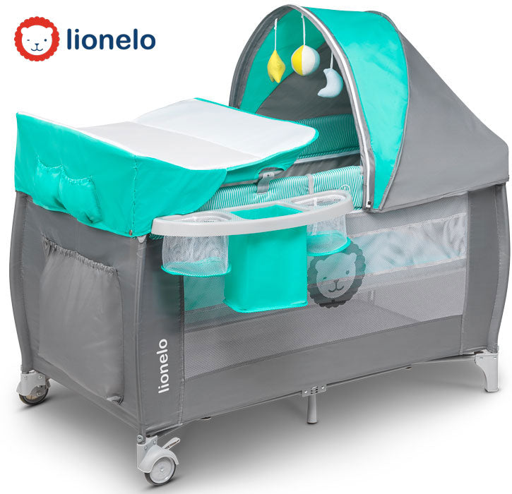 Lionelo - Cama de viagem Sven Plus Turquoise / Grey