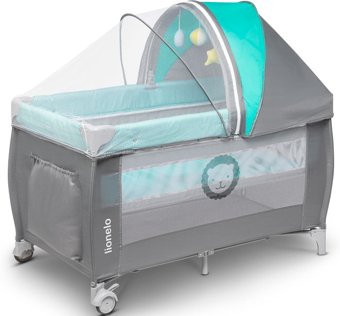 Lionelo - Cama de viagem Sven Plus Turquoise / Grey