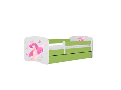 Cama 160 x 80 cm Kocot Kids com colchão BabyDreams Fairy Borboletas Green