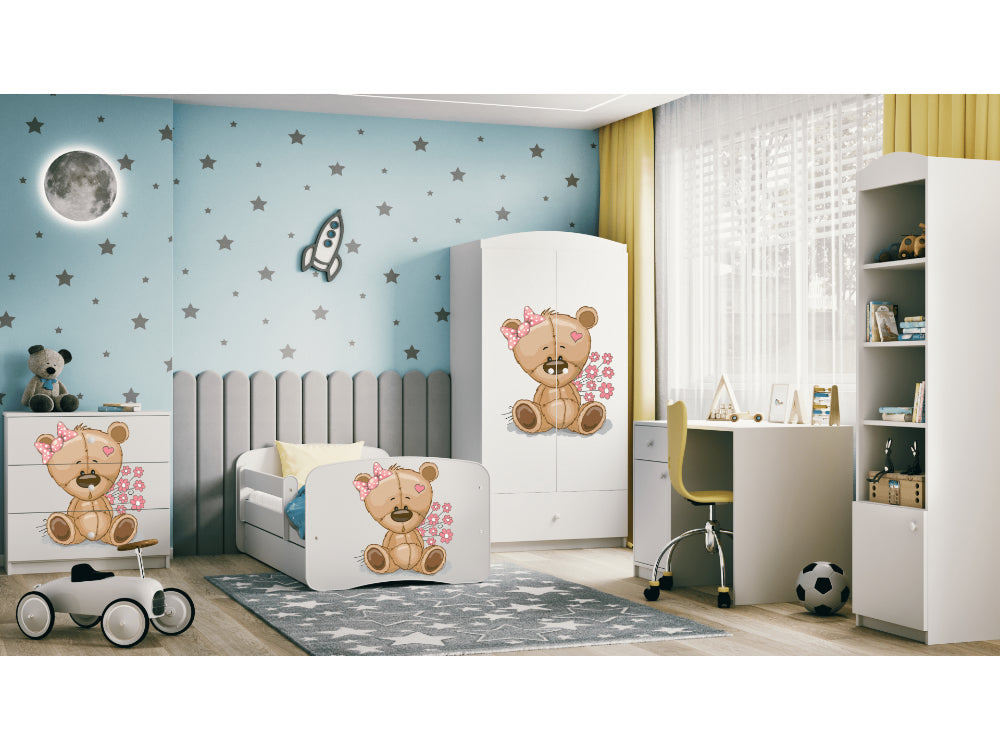 Cama 140 x 70 cm Kocot Kids BabyDreams Teddybear Flowers White