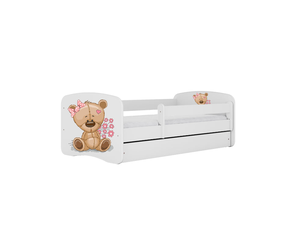Cama 140 x 70 cm Kocot Kids com colchão BabyDreams Teddybear Flowers White