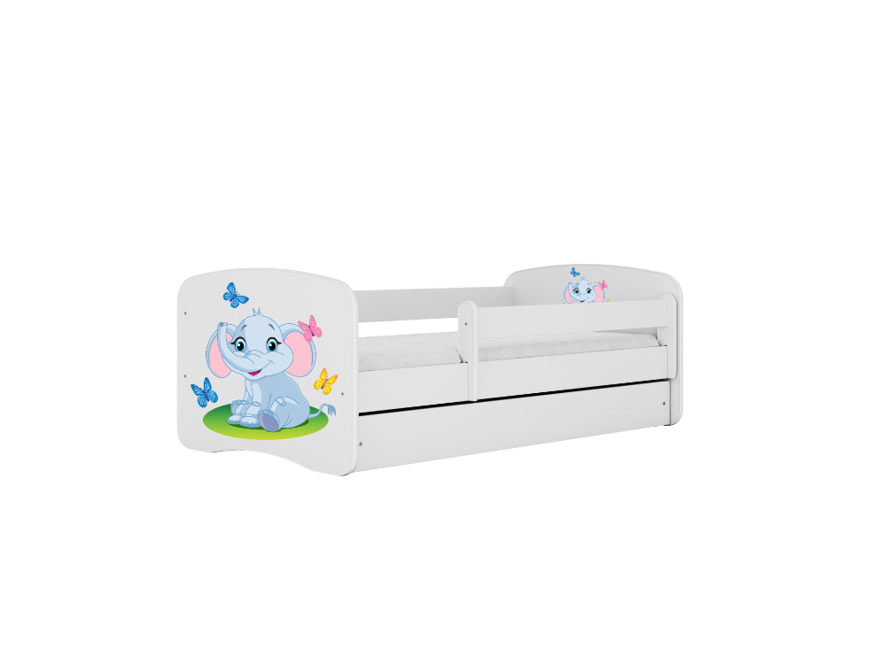 Cama 140 x 70 cm Kocot Kids com colchão BabyDreams Baby Elephant White