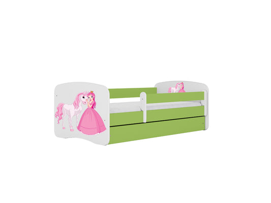 Cama 180 x 80 cm Kocot Kids com colchão BabyDreams Princess and Horse Green
