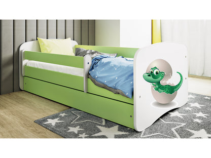 Cama 180 x 80 cm Kocot Kids com colchão BabyDreams Baby Dino Green