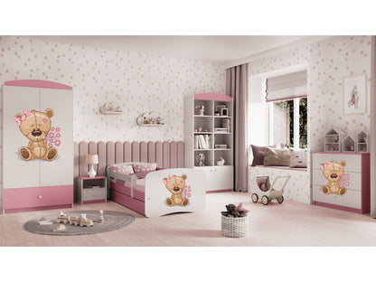 Cama 140 x 70 cm Kocot Kids BabyDreams Teddybear Flowers Pink