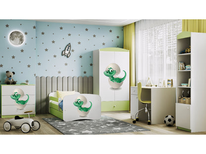 Cama 140 x 70 cm Kocot Kids com colchão BabyDreams Baby Dino Green