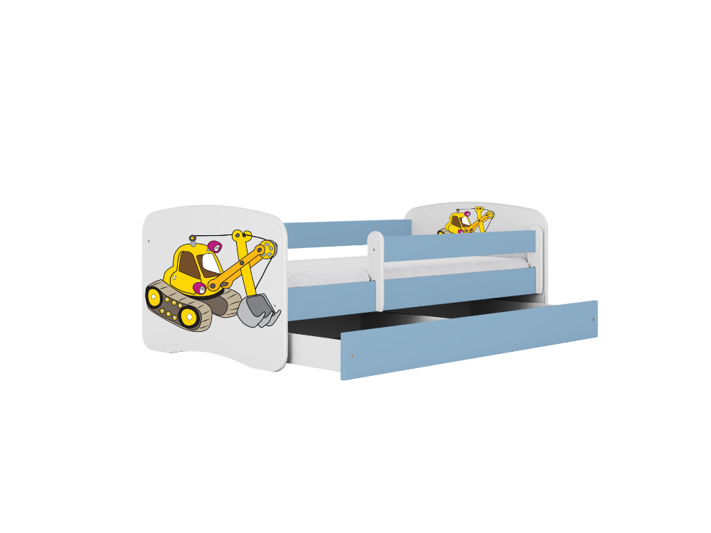 Cama 180 x 80 cm Kocot Kids com gaveta e colchão BabyDreams Digger Blue
