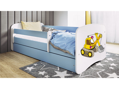 Cama 180 x 80 cm Kocot Kids com gaveta e colchão BabyDreams Digger Blue