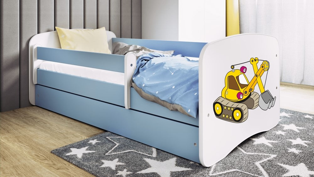 Cama 140 x 70 cm Kocot Kids com colchão BabyDreams Digger Blue