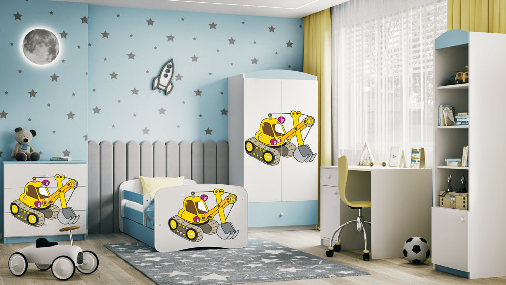 Cama 140 x 70 cm Kocot Kids com colchão BabyDreams Digger Blue