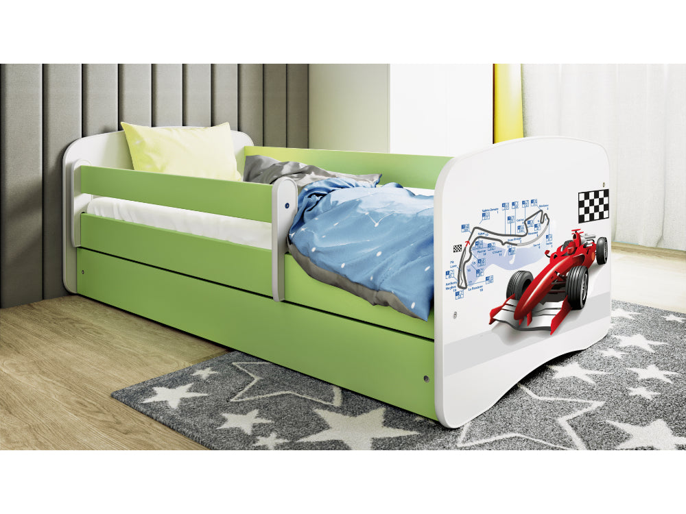 Cama 140 x 70 cm Kocot Kids com colchão BabyDreams Formula Green