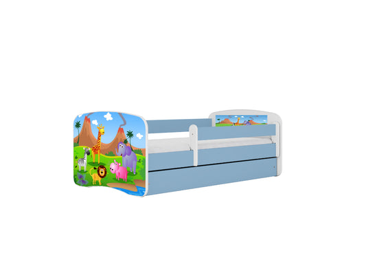 Cama 140 x 70 cm Kocot Kids com gaveta e colchão BabyDreams Safari Blue