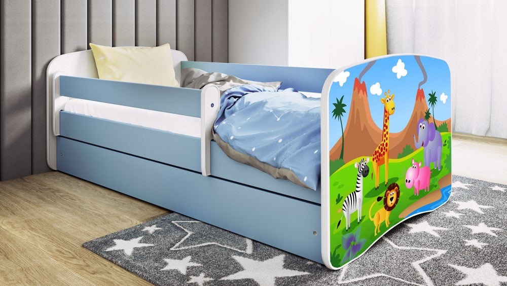 Cama 140 x 70 cm Kocot Kids com colchão BabyDreams Safari Blue