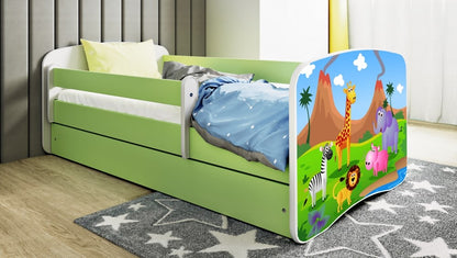 Cama 140 x 70 cm Kocot Kids com colchão BabyDreams Safari Green