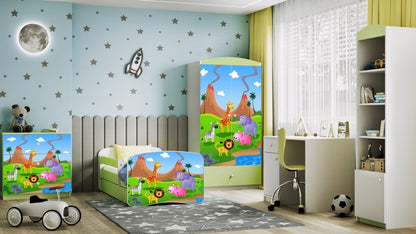 Cama 140 x 70 cm Kocot Kids com colchão BabyDreams Safari Green