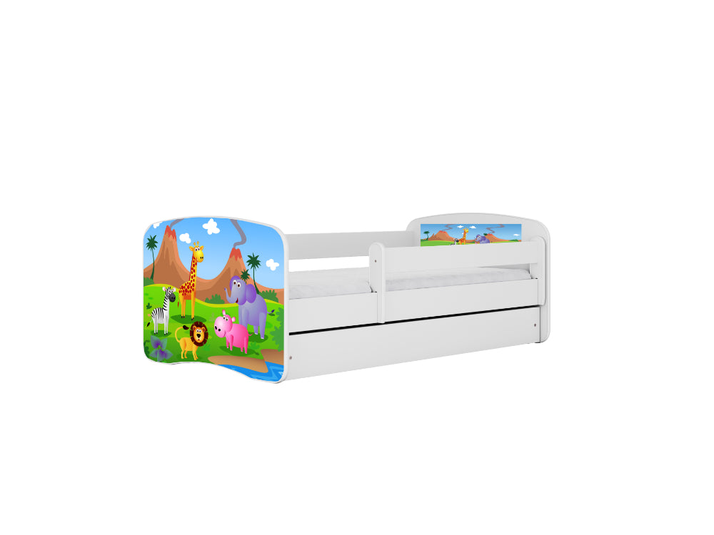 Cama 180 x 80 cm Kocot Kids com colchão BabyDreams Safari White
