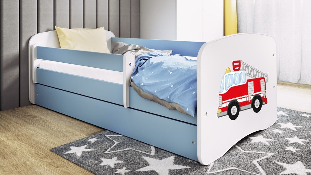 Cama 140 x 70 cm Kocot Kids com colchão BabyDreams Fire Brigade Blue