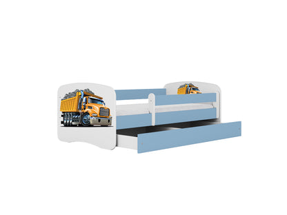 Cama 180 x 80 cm Kocot Kids com gaveta e colchão BabyDreams Truck Blue