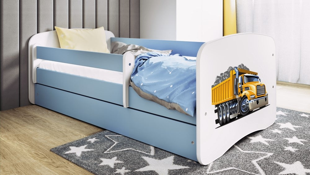 Cama 140 x 70 cm Kocot Kids com colchão BabyDreams Truck Blue