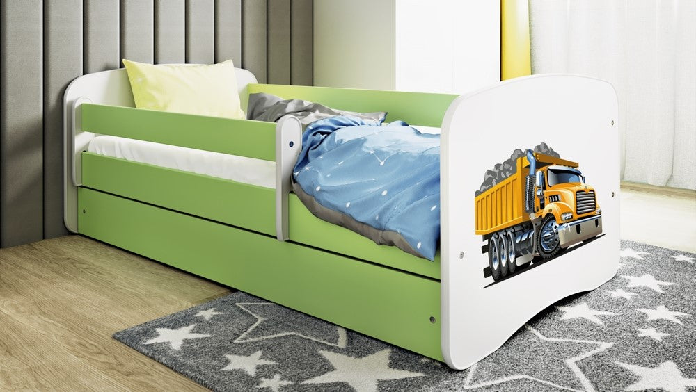 Cama 140 x 70 cm Kocot Kids com colchão BabyDreams Truck Green