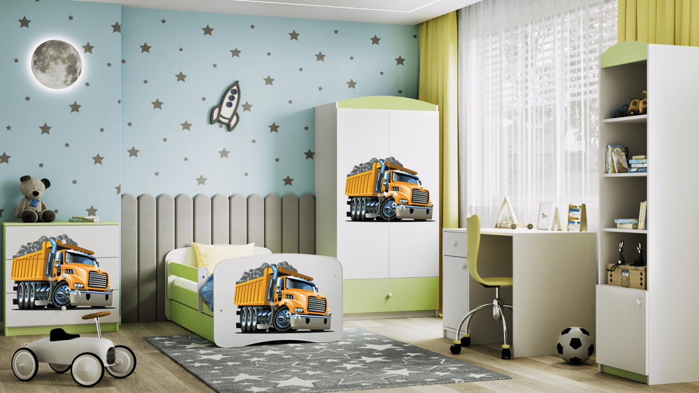 Cama 140 x 70 cm Kocot Kids com colchão BabyDreams Truck Green