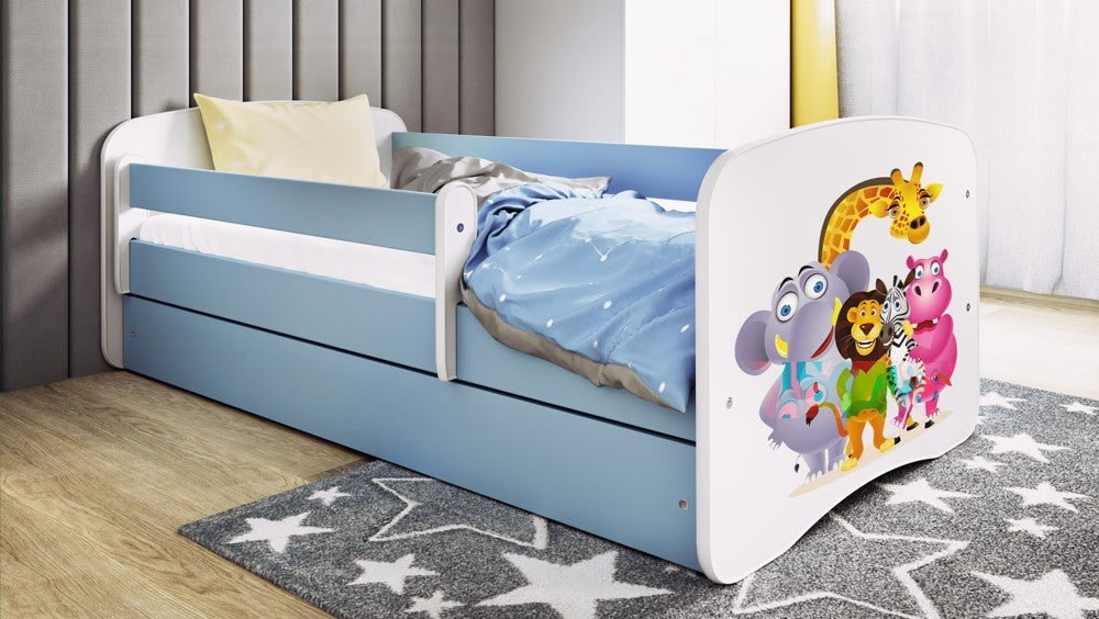 Cama 140 x 70 cm Kocot Kids com colchão BabyDreams Zoo Blue