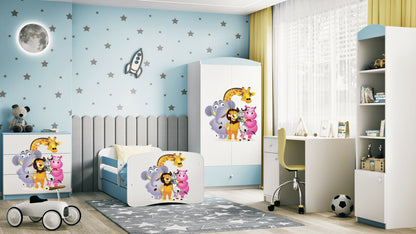 Cama 140 x 70 cm Kocot Kids com colchão BabyDreams Zoo Blue