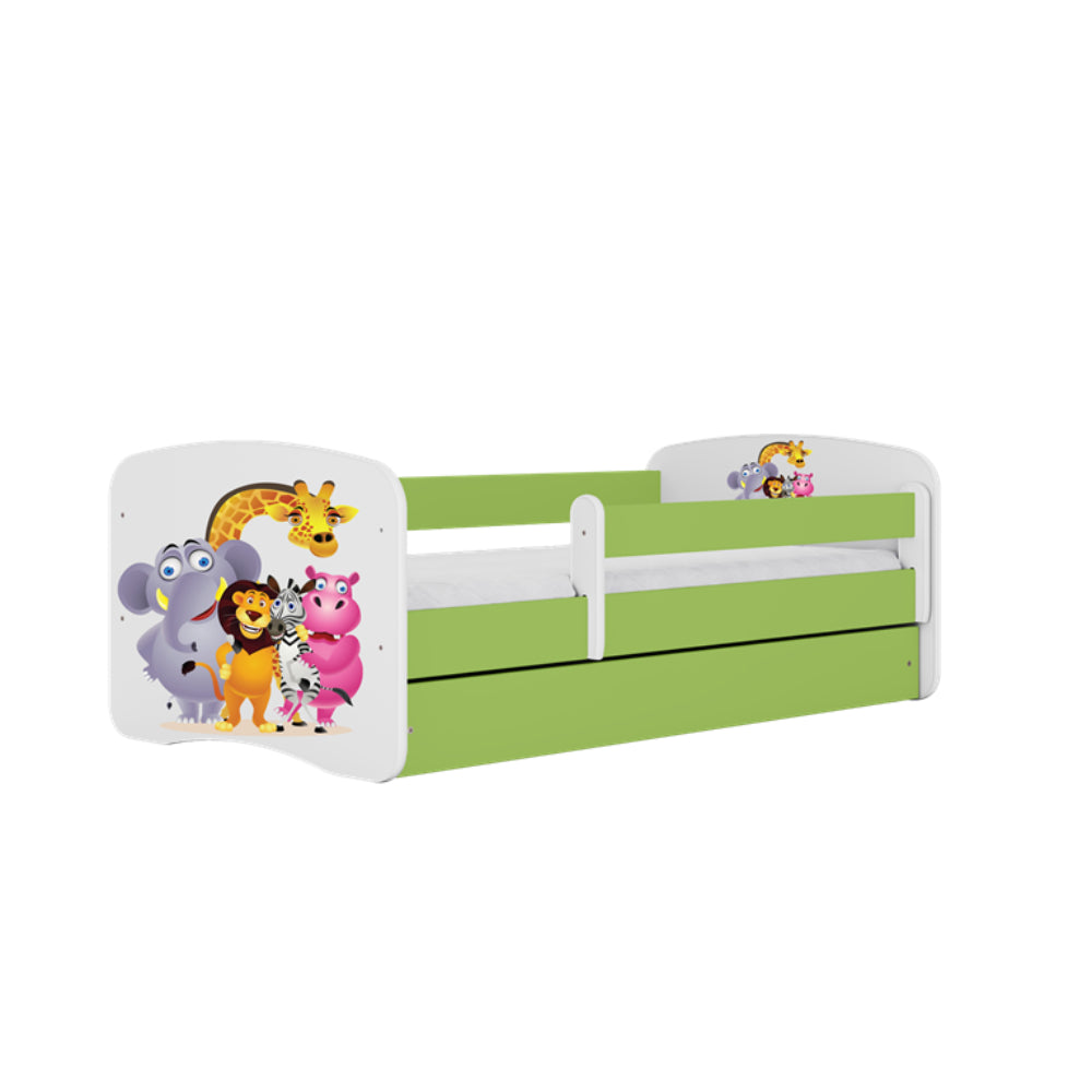 Cama 140 x 70 cm Kocot Kids com colchão BabyDreams Zoo Green