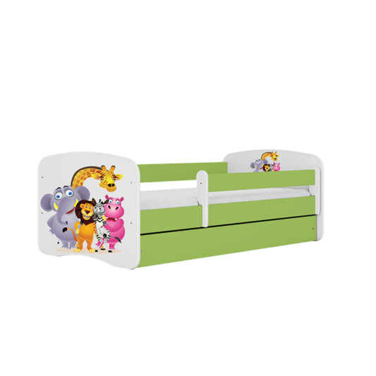Cama 140 x 70 cm Kocot Kids com colchão BabyDreams Zoo Green