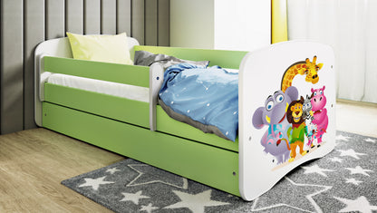 Cama 140 x 70 cm Kocot Kids com colchão BabyDreams Zoo Green