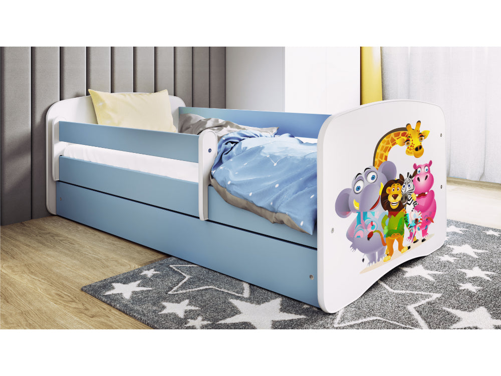 Cama 160 x 80 cm Kocot Kids com colchão BabyDreams Zoo Blue