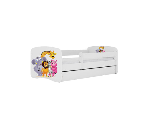 Cama 140 x 70 cm Kocot Kids com gaveta e colchão BabyDreams Zoo White