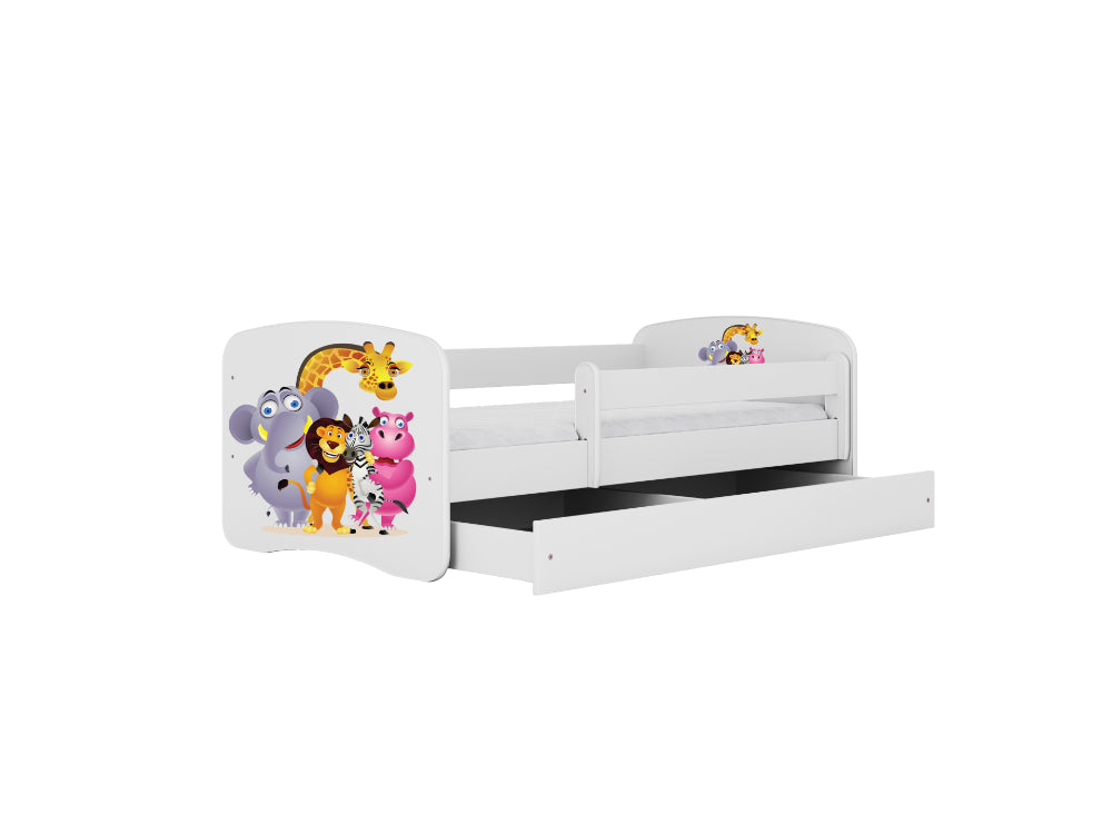 Cama 140 x 70 cm Kocot Kids com gaveta e colchão BabyDreams Zoo White