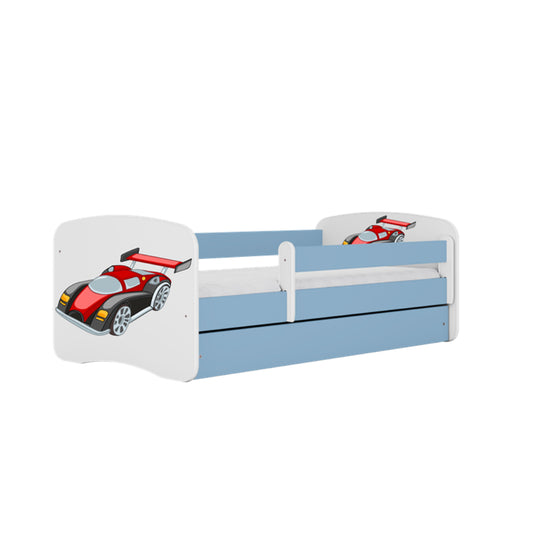 Cama 140 x 70 cm Kocot Kids com colchão BabyDreams Racing Car Blue