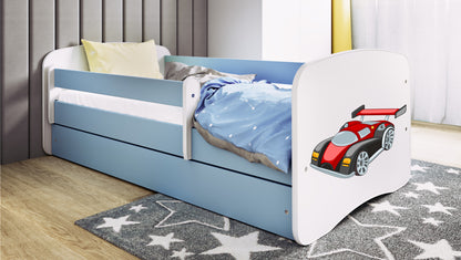 Cama 140 x 70 cm Kocot Kids com colchão BabyDreams Racing Car Blue