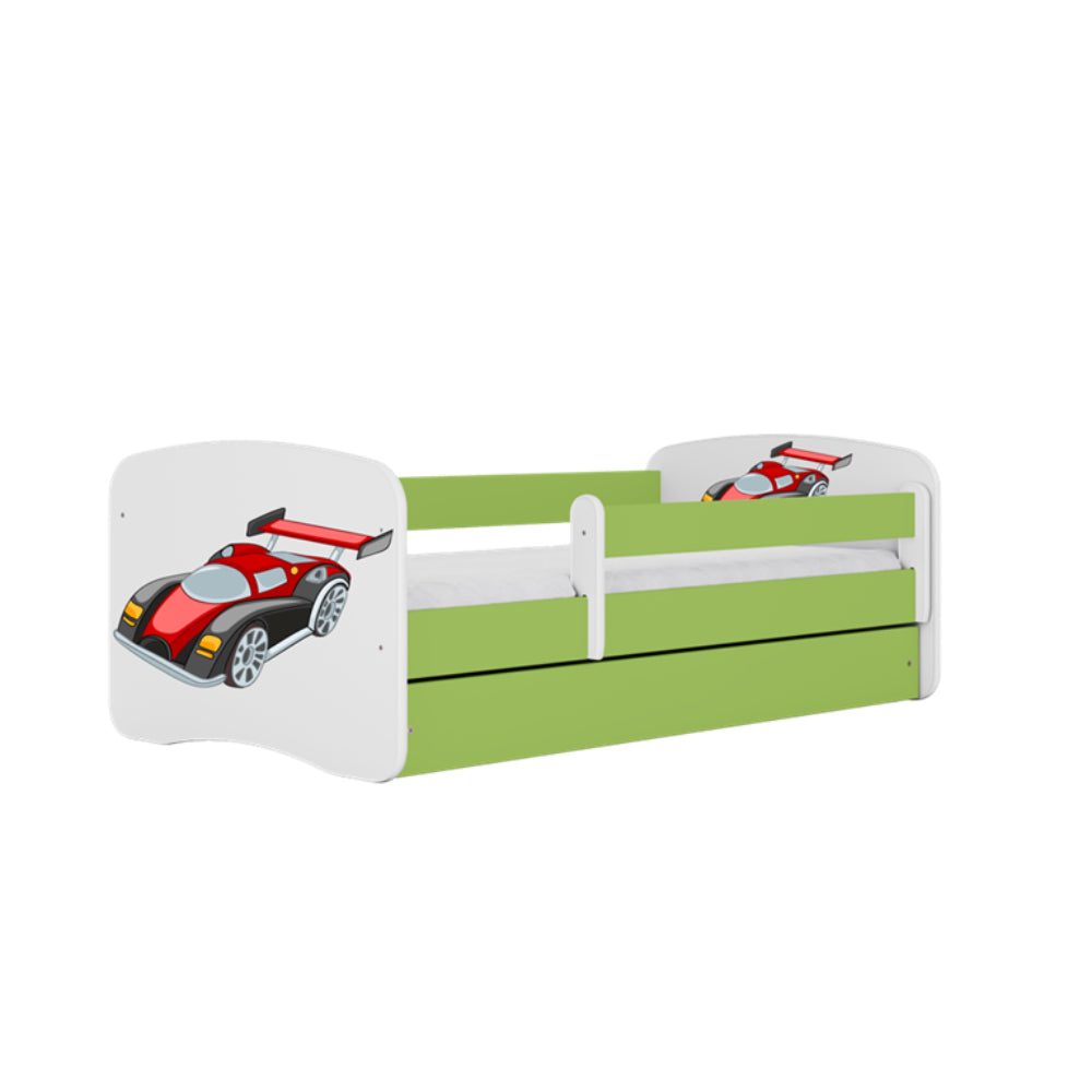 Cama 140 x 70 cm Kocot Kids com colchão BabyDreams Racing Car Green