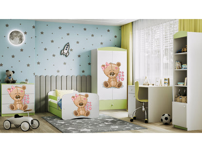 Cama 140 x 70 cm Kocot Kids BabyDreams Teddybear Flowers Green