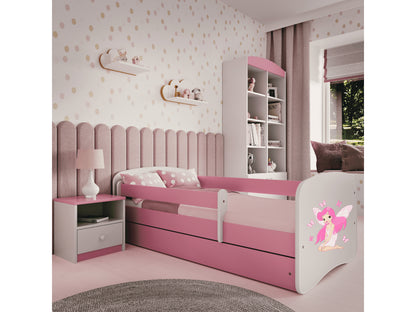 Cama 140 x 70 cm Kocot Kids com gaveta Babydreams Fairy Borboletas Pink