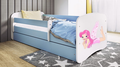 Cama 140 x 70 cm Kocot Kids com colchão BabyDreams Fairy com asas Blue