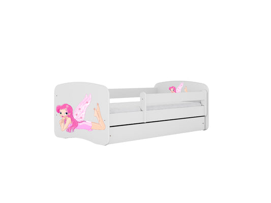 Cama 140 x 70 cm Kocot Kids com gaveta e colchão BabyDreams Fairy com asas White