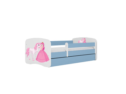 Cama 160 x 80 cm Kocot Kids com colchão BabyDreams Princess and Horse Blue
